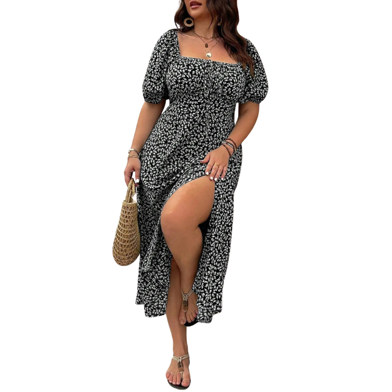 Sonia – Elegant Plus Size Tie Front Floral Dress
