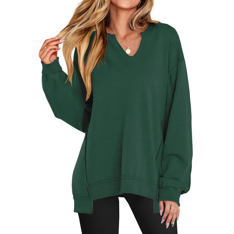 Geneva – Casual V-Neck Oversized Lightweight Long Sleeve Sweatshirt