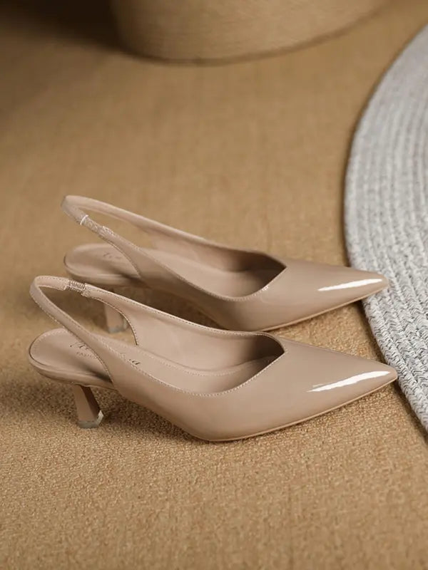 Stephanie – Leather Slingback Pointed Toe Pumps
