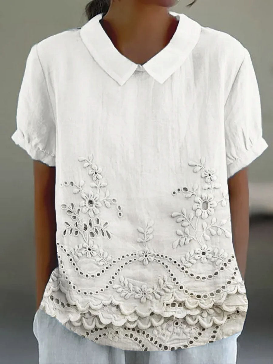 Constance – Floral Embroidered Collar Blouse