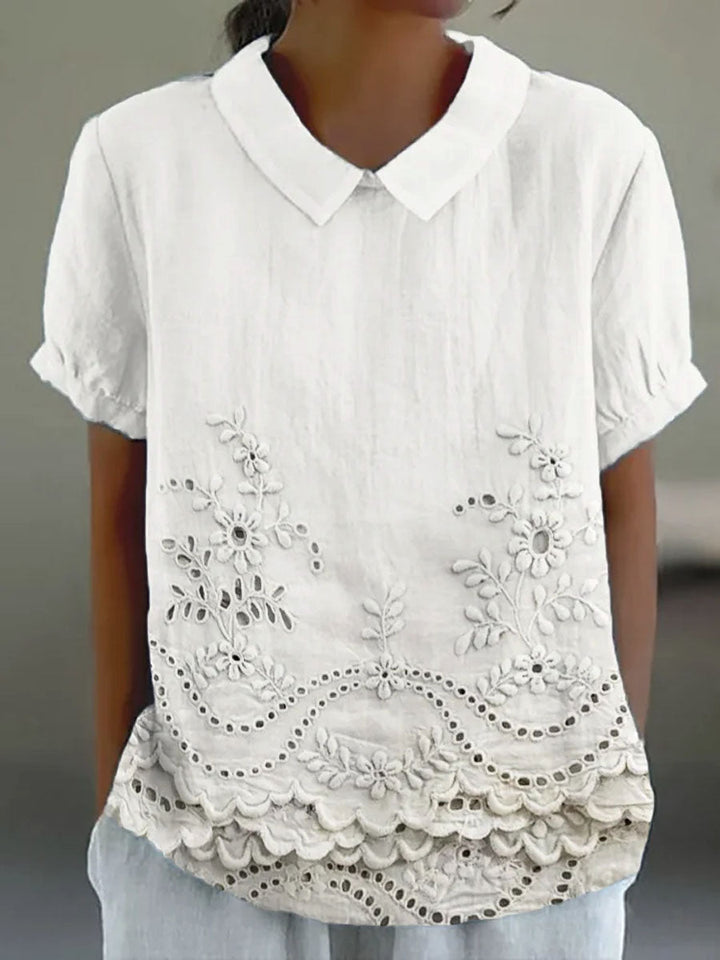 Constance – Floral Embroidered Collar Blouse