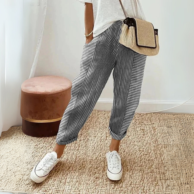 Mavis – Relaxed Boho Stripe Trousers