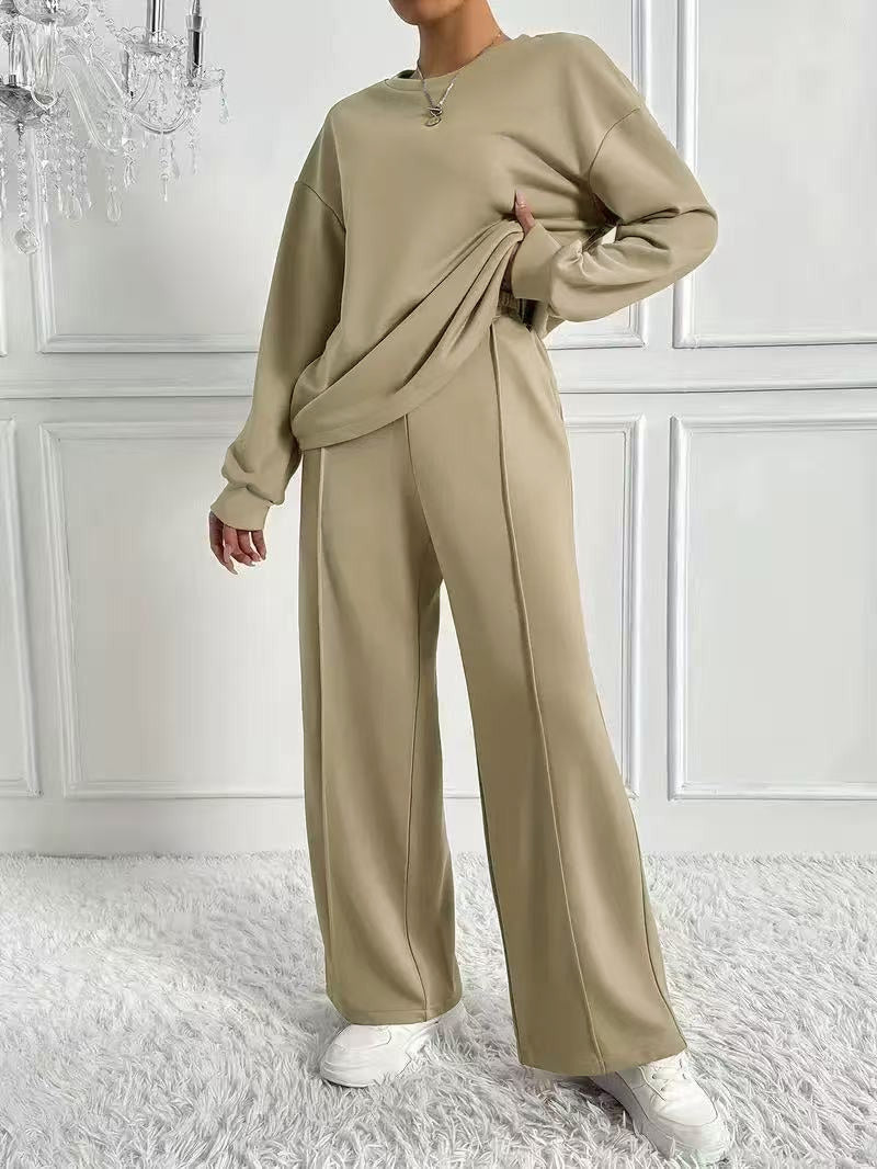 Ethel – Casual Long Sleeve Sweatshirt and High Waist Pants Set
