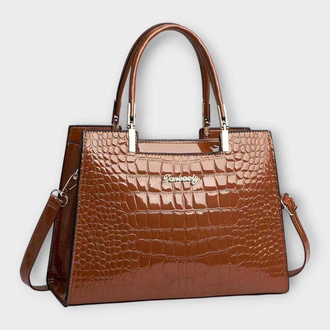 Rosemary – Glossy Crocodile Pattern Handbag
