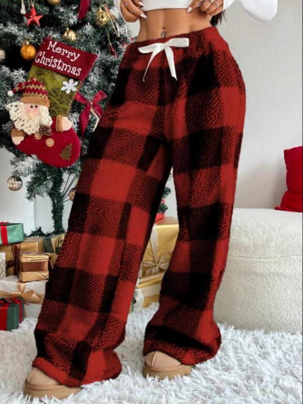 Amber – Comfortable Plaid Straight Trousers for Cold Weather