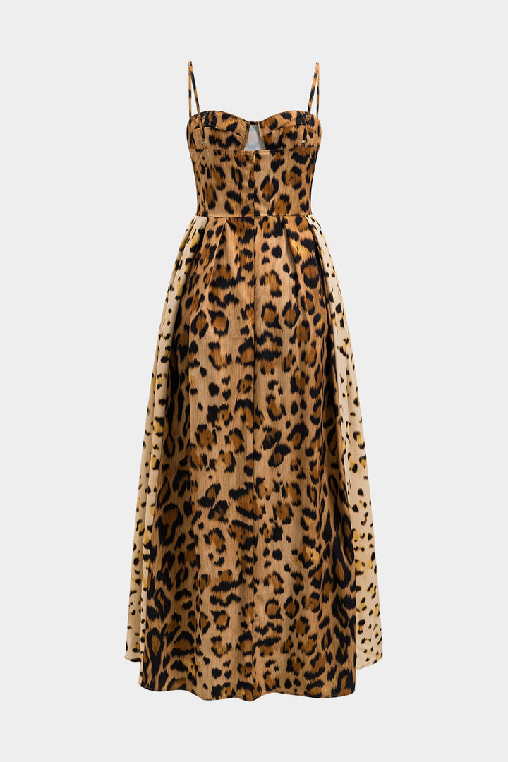 Sally – Bold Leopard Print Midi Dress