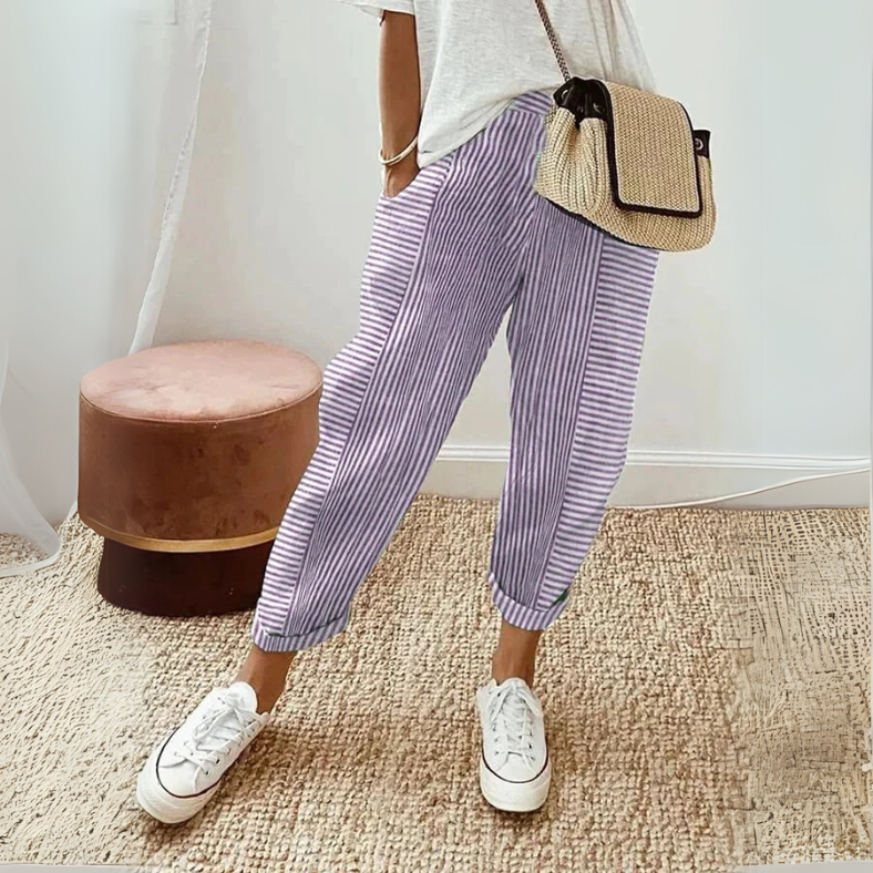 Mavis – Relaxed Boho Stripe Trousers