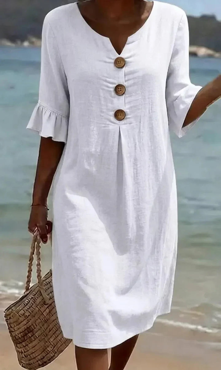 Wanesa – Relaxed Button-Front Midi Dress