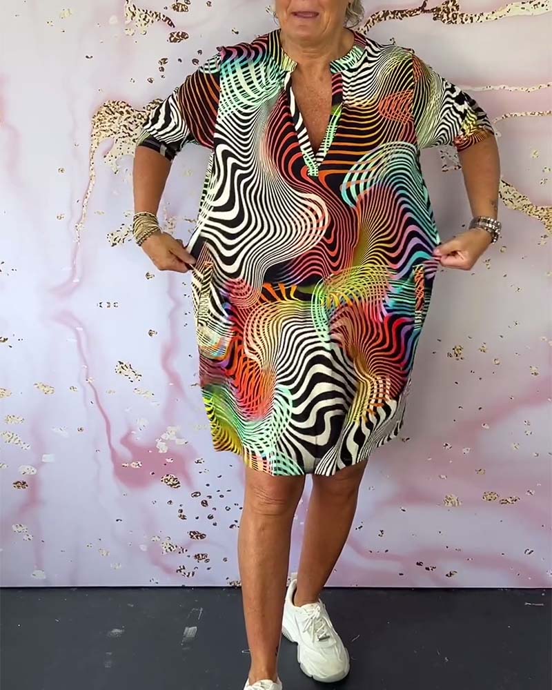 Deirdre – Colourful V-Neck Dress