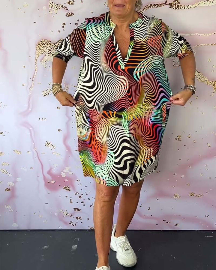 Deirdre – Colourful V-Neck Dress