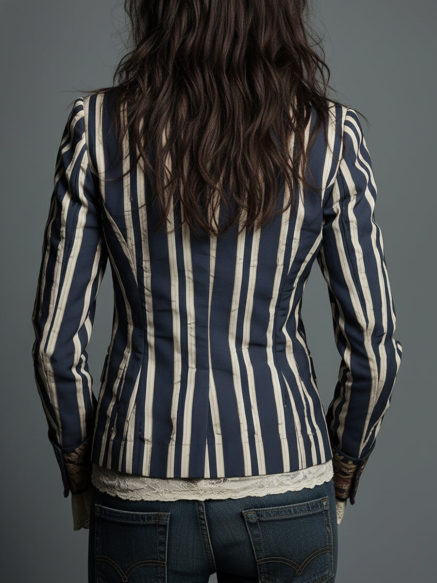Alice – Long Sleeve Bohemian Striped Blazer