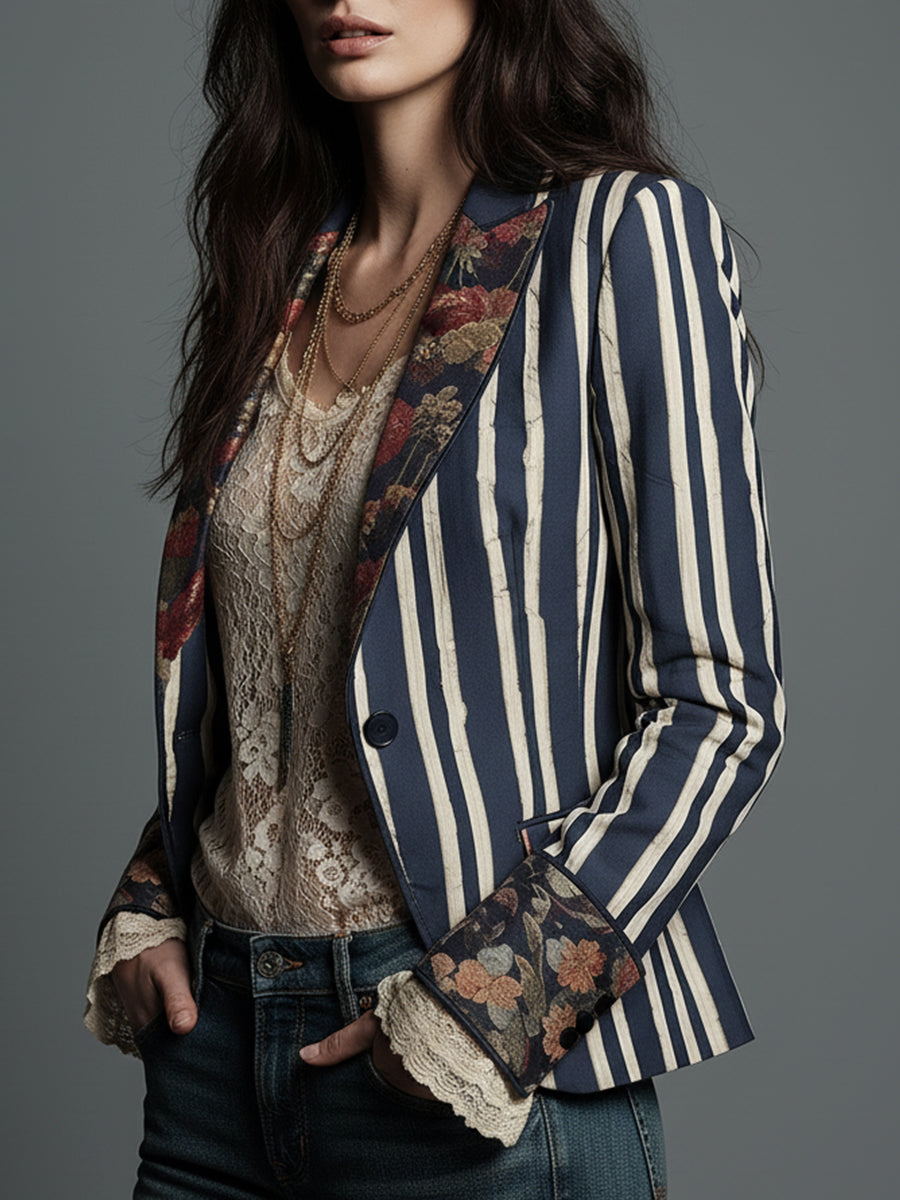 Alice – Long Sleeve Bohemian Striped Blazer