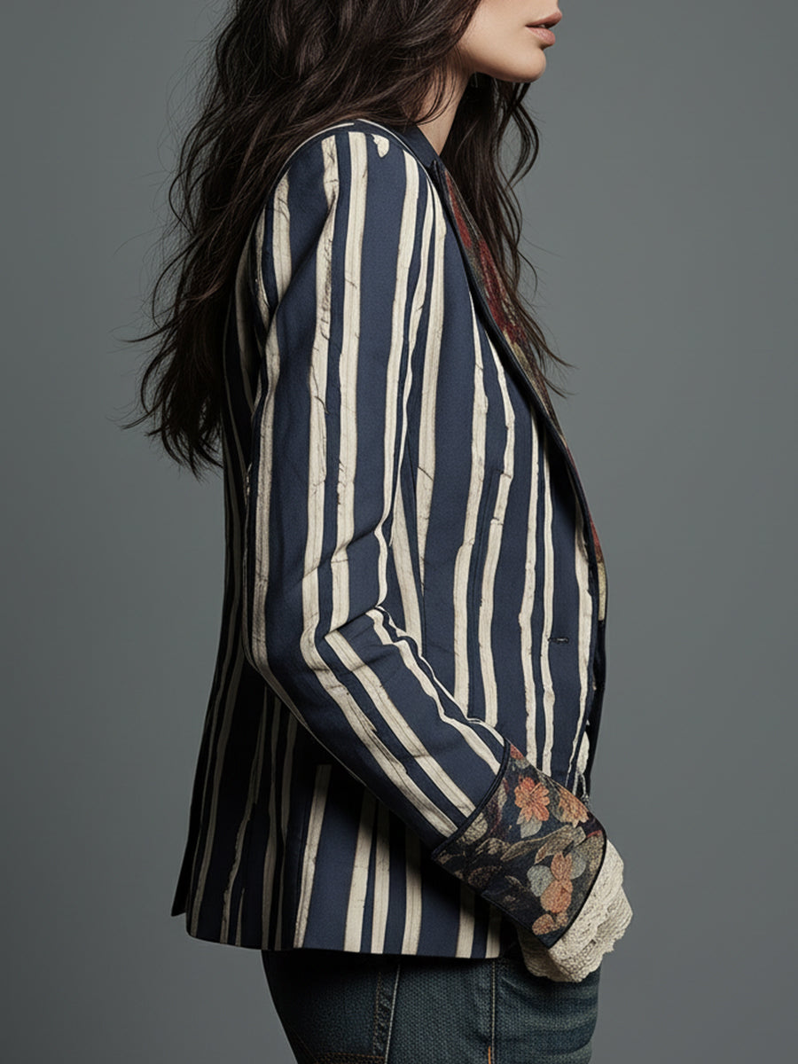 Alice – Long Sleeve Bohemian Striped Blazer
