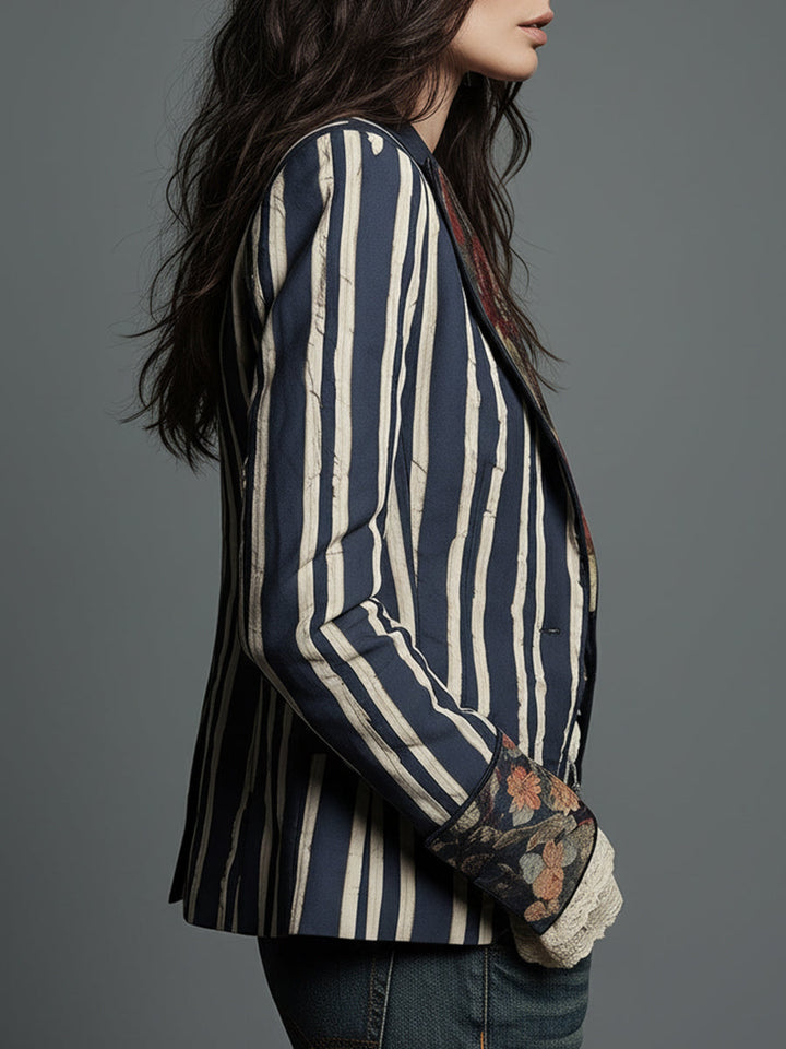 Alice – Long Sleeve Bohemian Striped Blazer