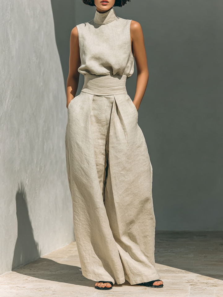 Mirella – Minimalist Tank Top And Wide-Leg Pants Set