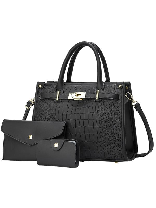 Sonia – Crocodile Embossed Large Capacity Crossbody Handbag Set