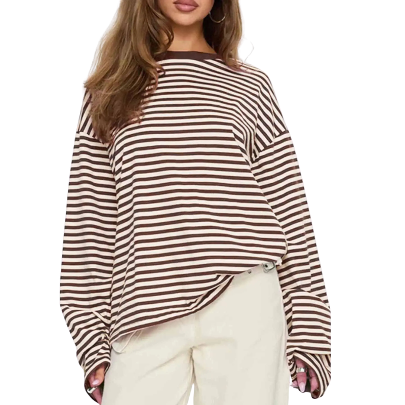 Tracy – Versatile Striped Long Sleeve Shirt