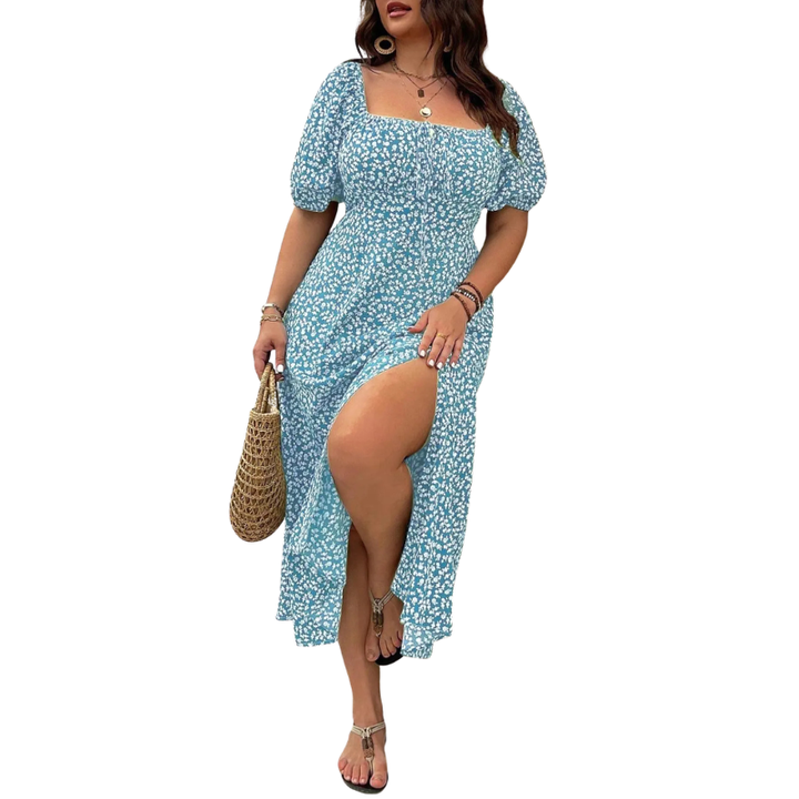 Sonia – Elegant Plus Size Tie Front Floral Dress