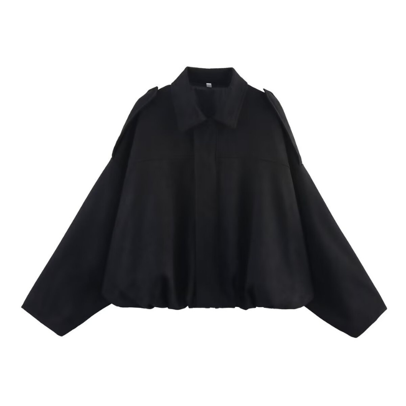 Jill – Classy Long Sleeve Collared Fuzzy Coat