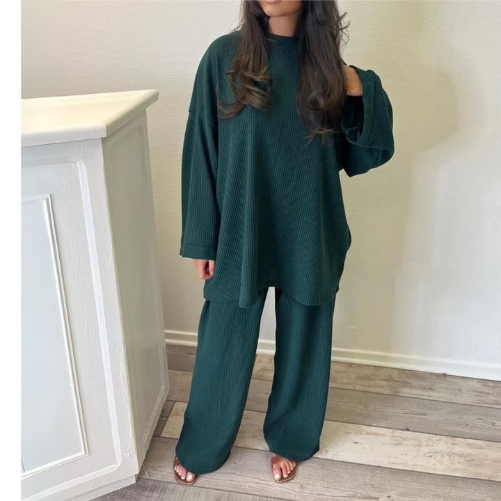 Uni – Casual Loose Top and Wide Leg Pants Set