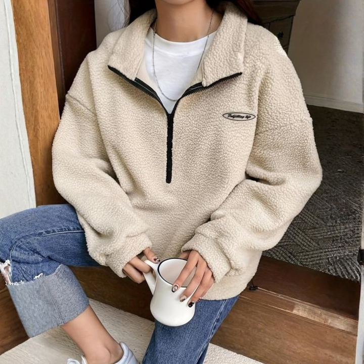 Josie – Comfy Fuzzy Half Zip Long Sleeve Sweatshirt