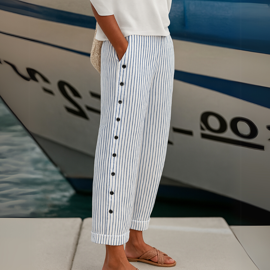 Margaret – Stylish Striped Button Trouser