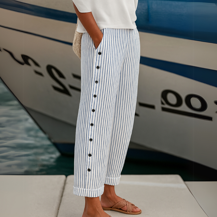Margaret – Stylish Striped Button Trouser
