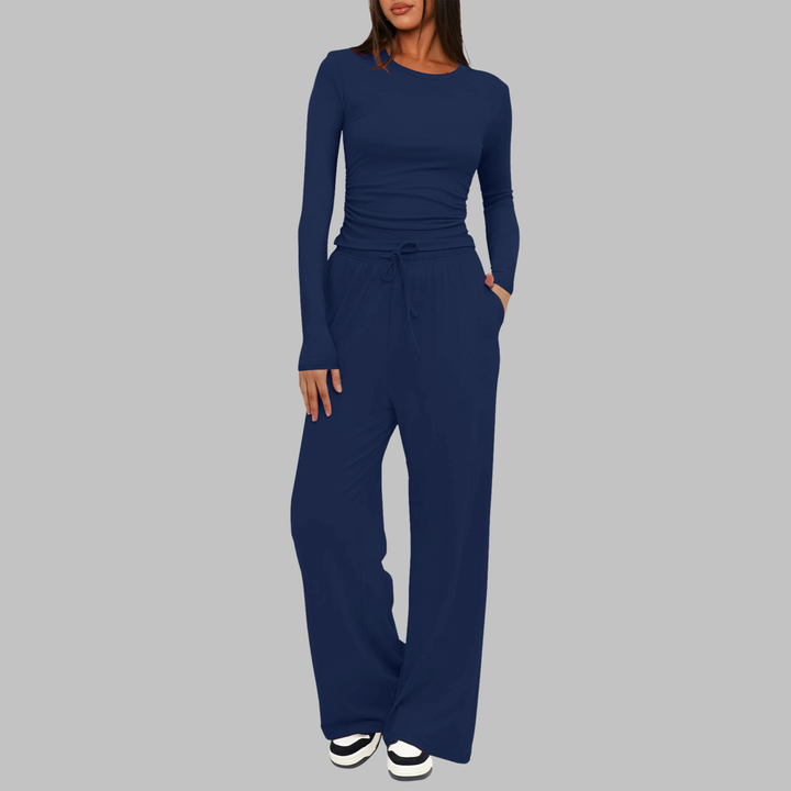 Sonia – Casual Long Sleeve Top and Wide Leg Pants Set
