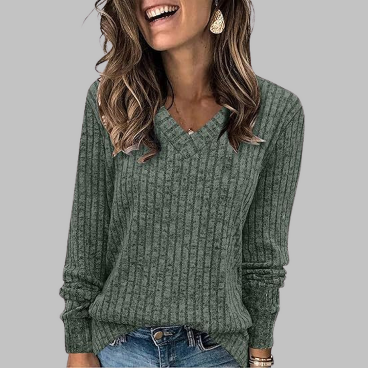 Sonia – Comfy V-Neck Long Sleeve Top