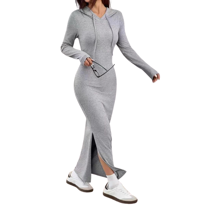 Lucy – Casual Hooded Drawstring Slim Fit Dress