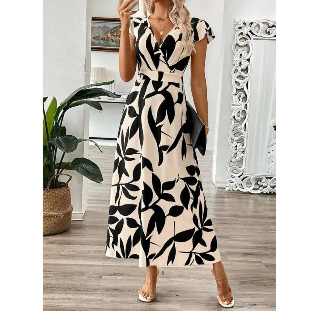 Sonia – Elegant Summer Printed Short Sleeve Maxi Dress