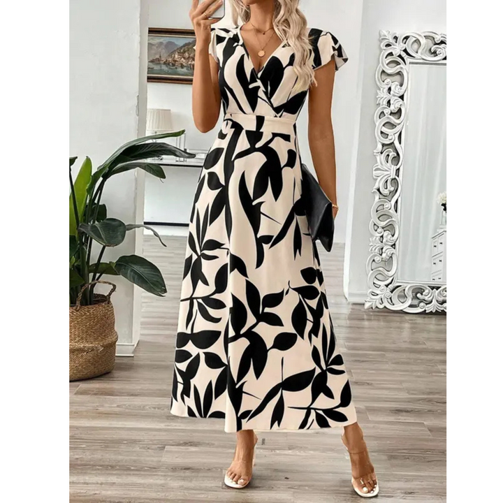Sonia – Elegant Summer Printed Short Sleeve Maxi Dress