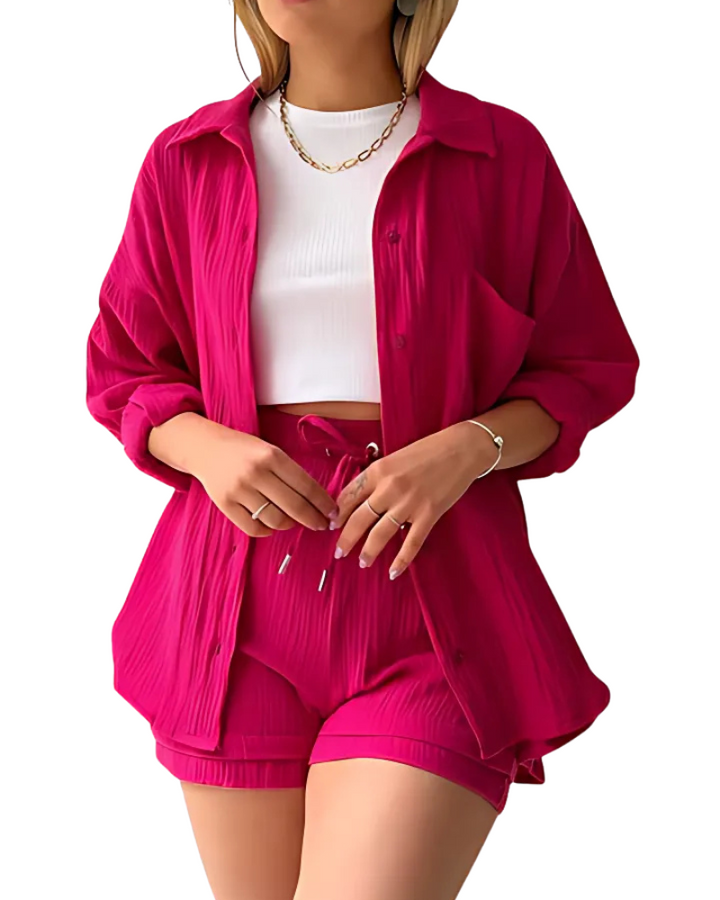 Vera – Modern Button-Up Shorts Set