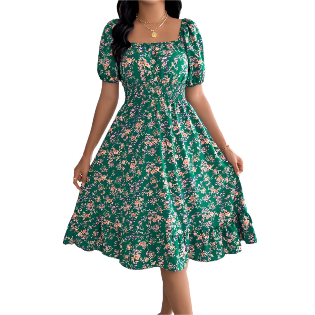 Sally – Classic Square Neck Ruffled Summer Sundress