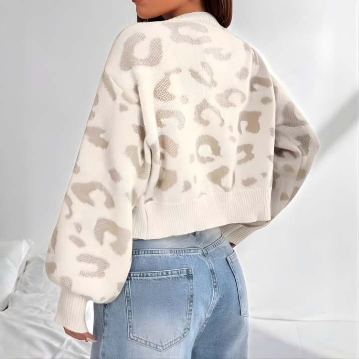 Sheena – Comfy Leopard Print Lantern Sleeve Cardigan