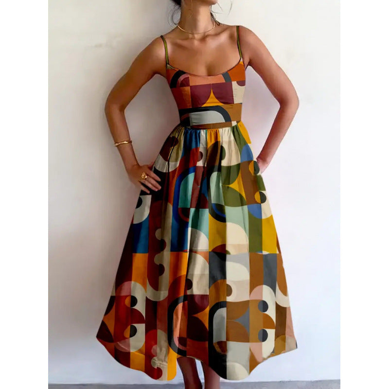 Marcelline – Geometric Print Midi Dress