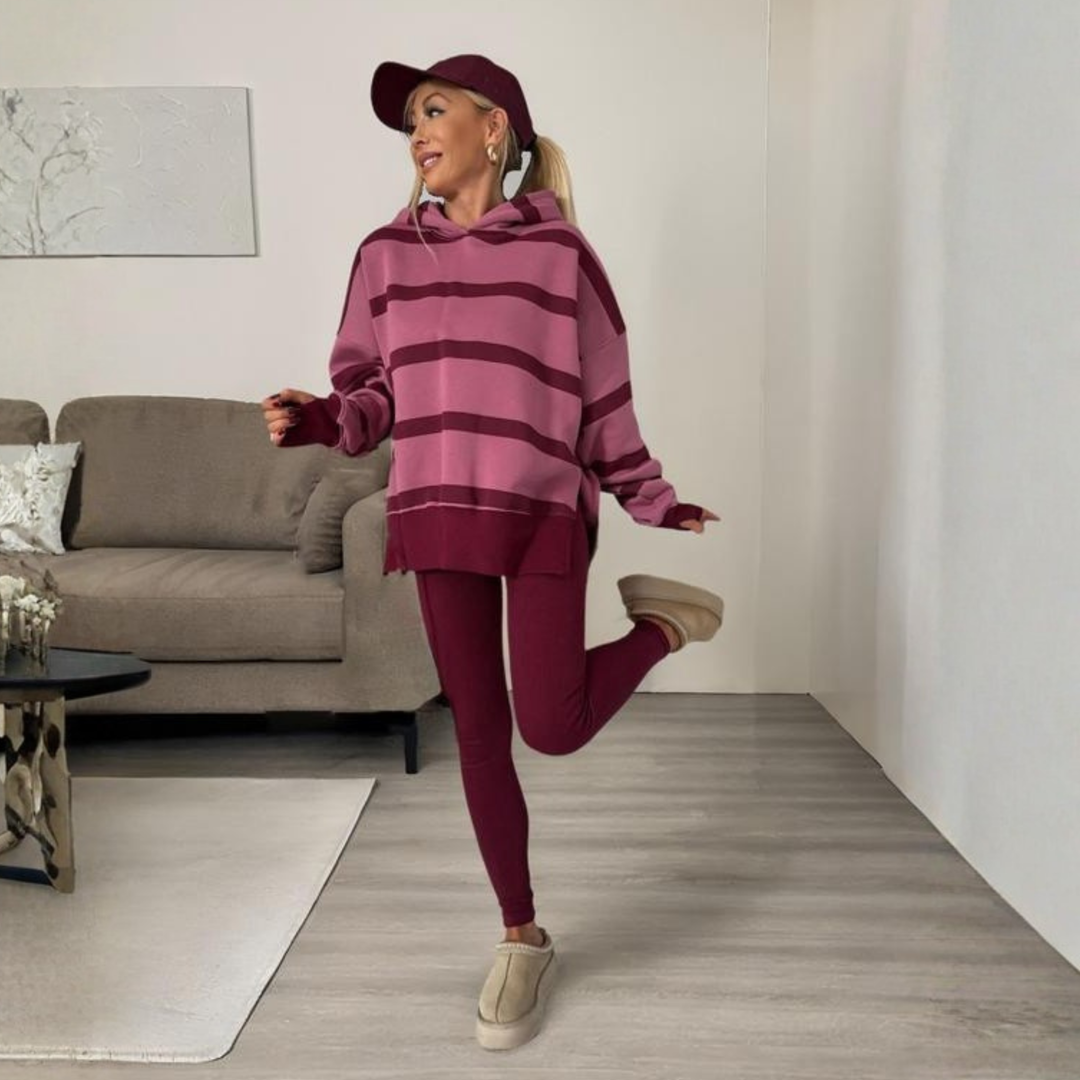 Deirdre – Casual Long Sleeve Hoodie and Skinny Pants Set