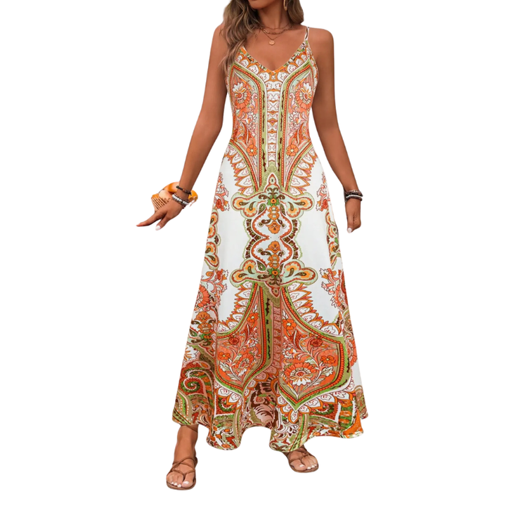 Stephanie – Flowy Floral Vacation Maxi Dress