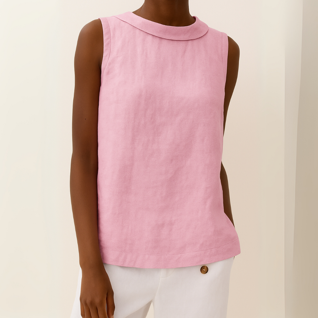 Josephine – Sleeveless Roll Collar Top