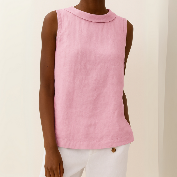 Josephine – Sleeveless Roll Collar Top