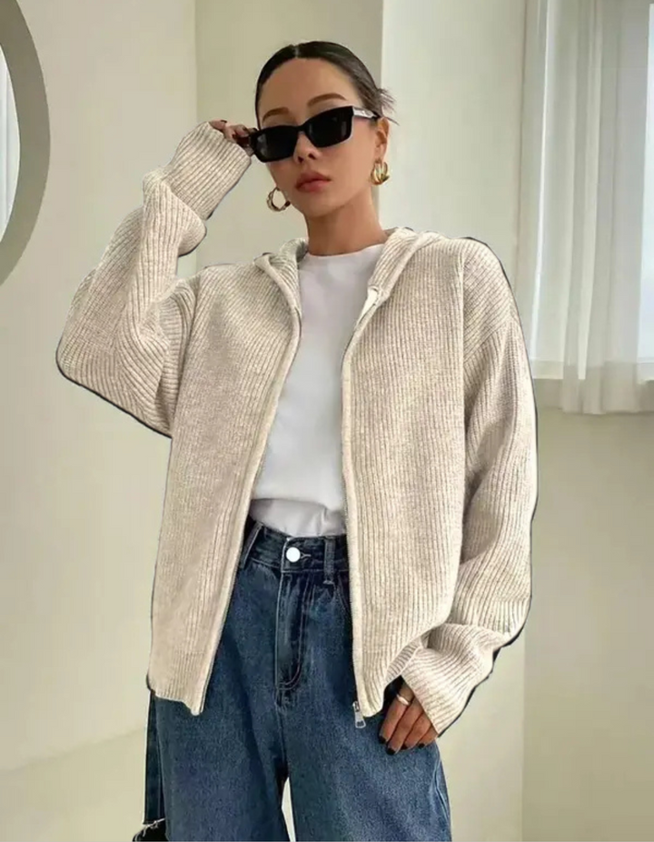 Larali – Casual Zip-Up Hooded Long Sleeve Cardigan