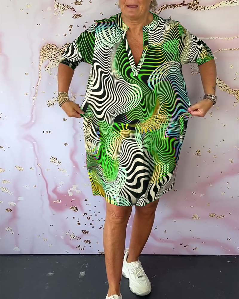 Deirdre – Colourful V-Neck Dress