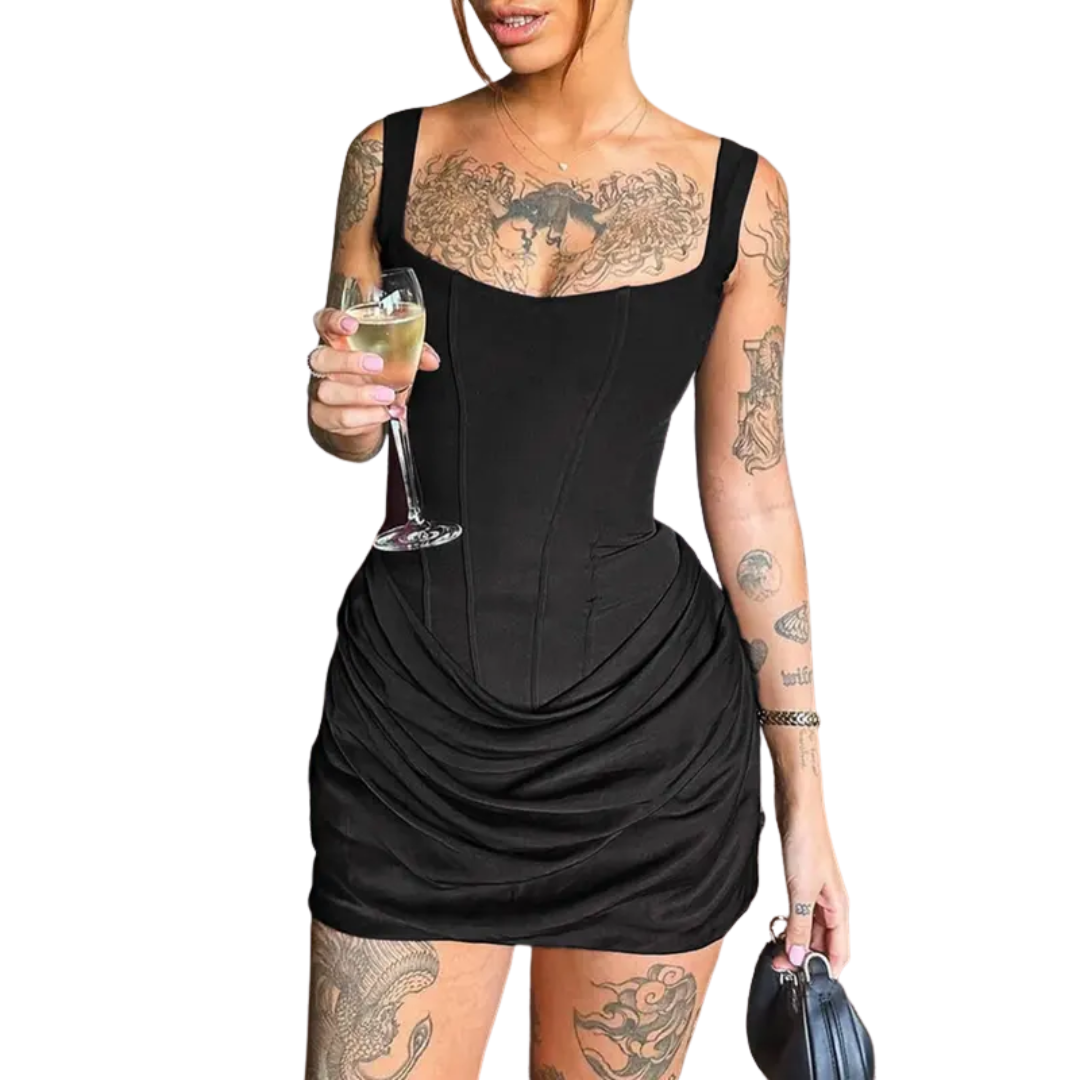 Isobel – Ruched Drawstring Corset Mini Dress