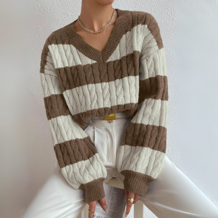 Teresa – Comfy V-Neck Long Sleeve Sweater
