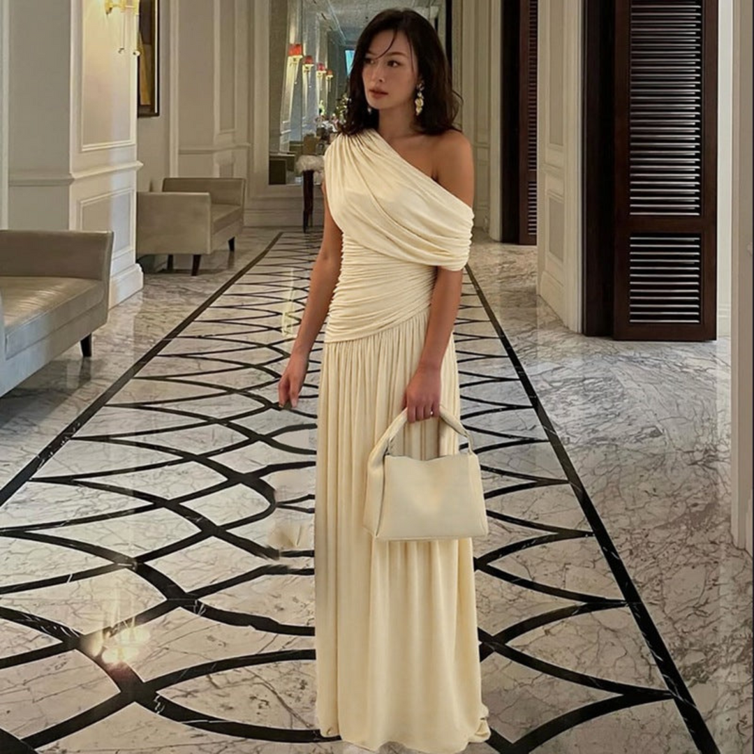 Sally – Elegant One Shoulder Evening Maxi Dress