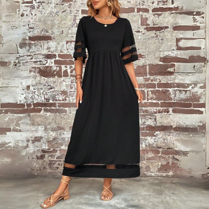 Aubrey – Empire Waist Maxi Dress with Mesh Details