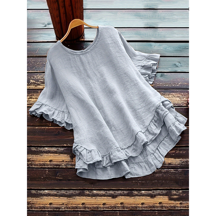 Eileen – Simple Plus Size Ruffle Hem Summer Blouse