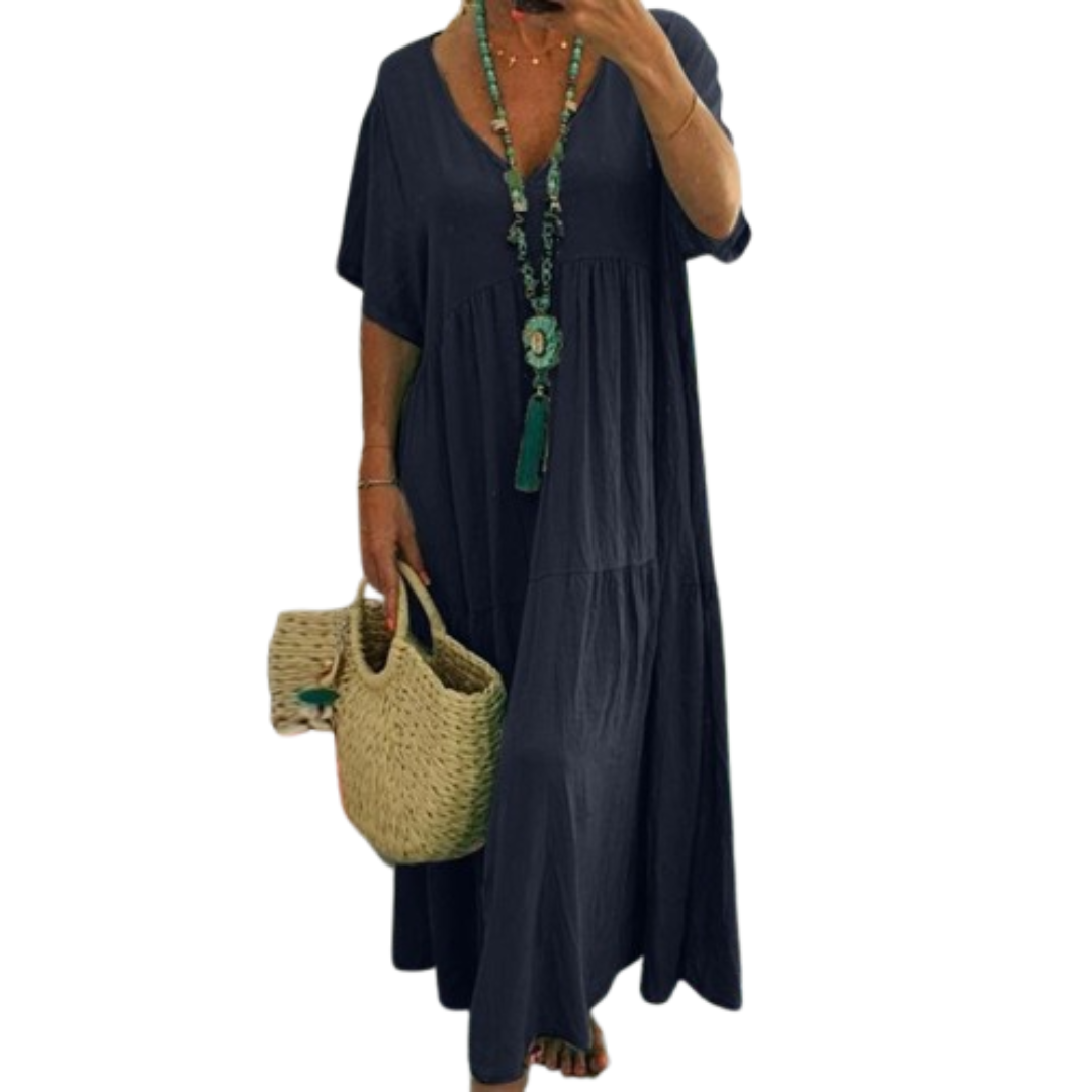 Deirdre – Comfy V-Neck Casual Ruffle Boho Dress