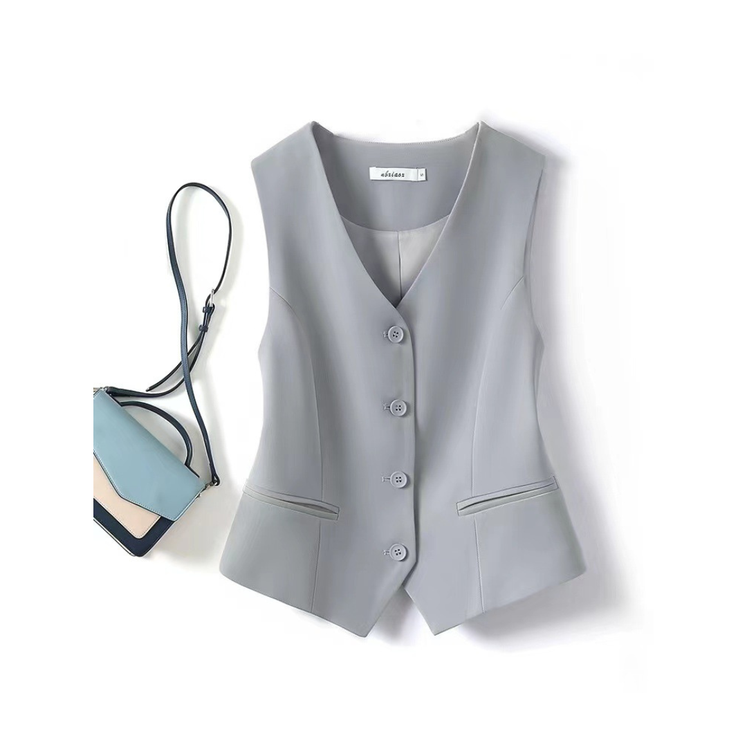 Teresa – Classy Sleeveless Button-Front Suit Vest