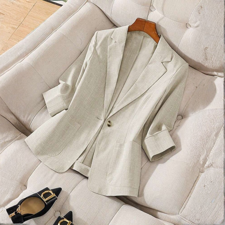 Gillian – Classy Button Front Long Sleeve Office Blazer Coat